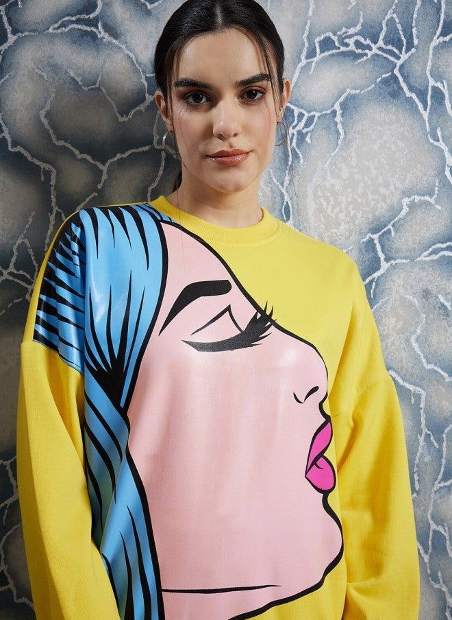 Athena سويت شيرت أثينا الأصفر المطبوع للنساء - Image 2