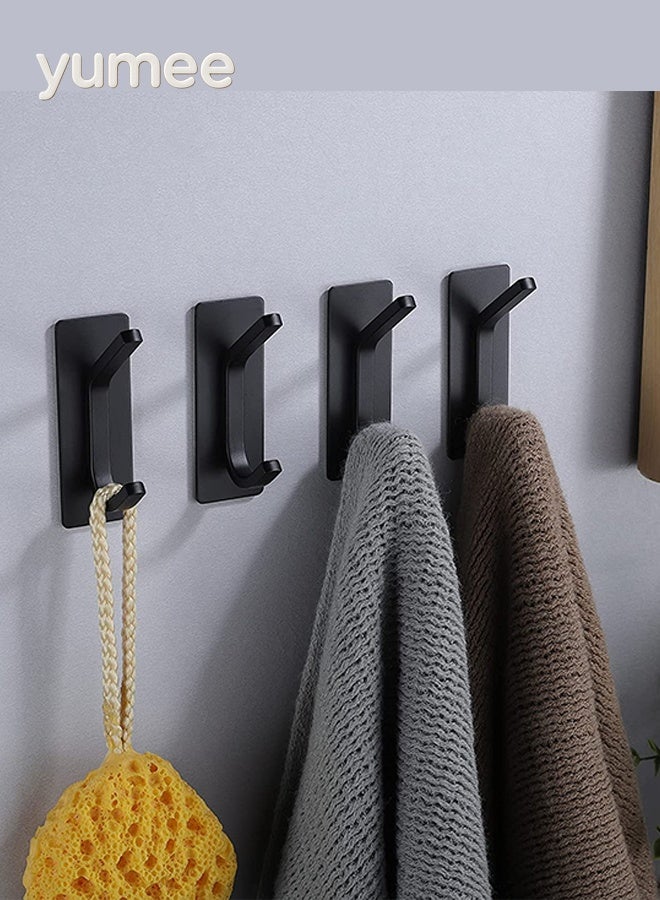 yumee Adhesive Wall Hooks Heavy Duty, Stainless Steel Self-Adhesive Towel Hooks, Waterproof Stick On Hangers for Bathroom, Kitchen, Door – 4 PCS - Image 3
