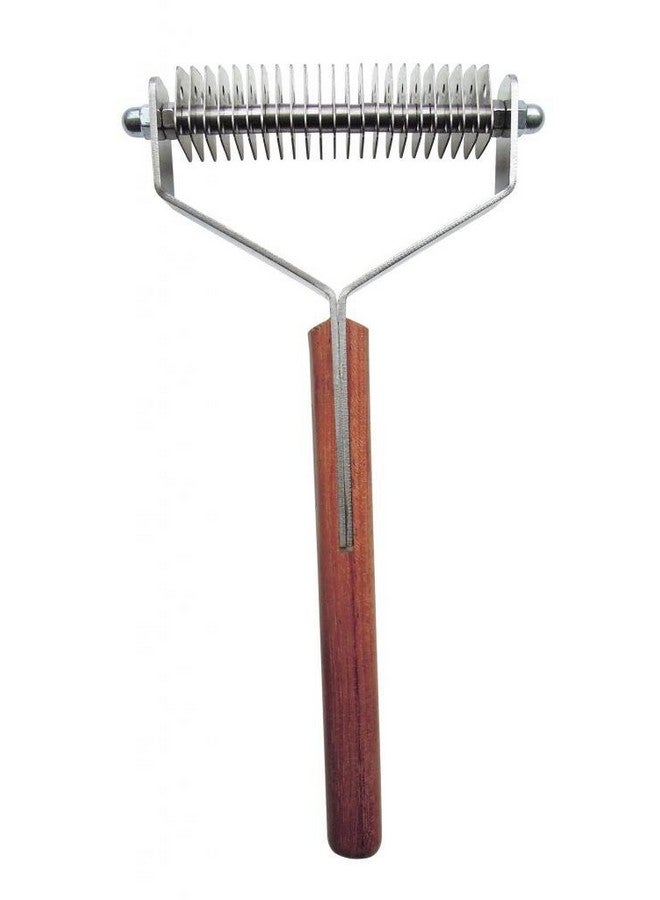 Mars Coat King Double Wide Dematting Undercoat Grooming Rake Stripper Tool for Dogs and Cats, Stainless Steel with Wooden Handle for Thick Coats, 23-Blade Stripper for Groomers, Pet Owners