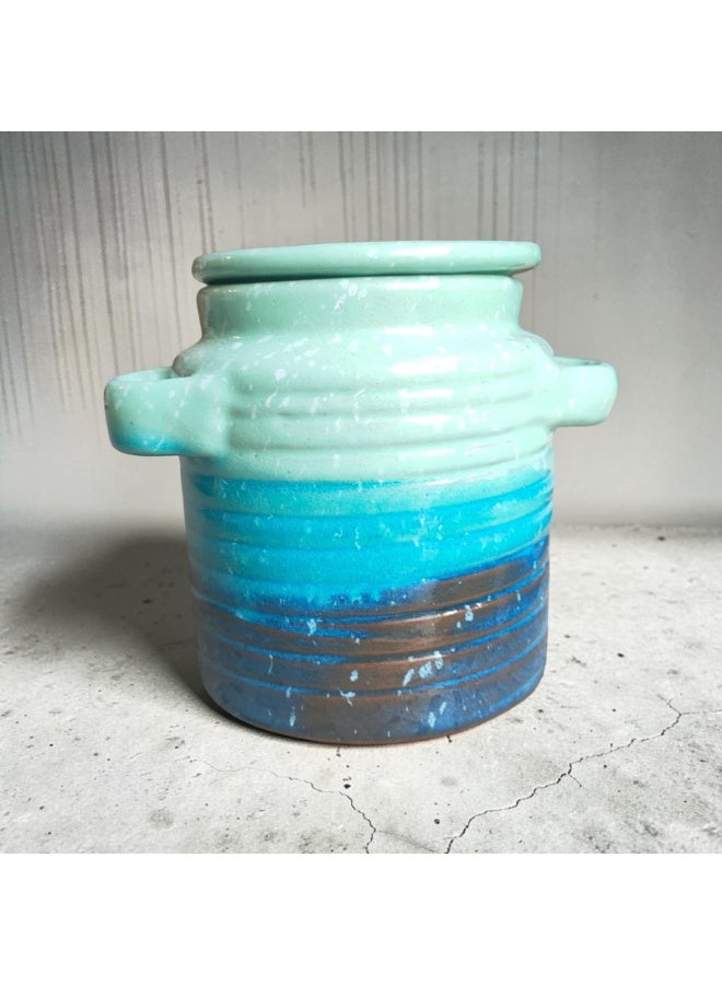 color zone pottery A heat-resistant earthenware and ceramic jar, suitable for use over indirect heat or inside the oven; 11 cm in size. - Image 1