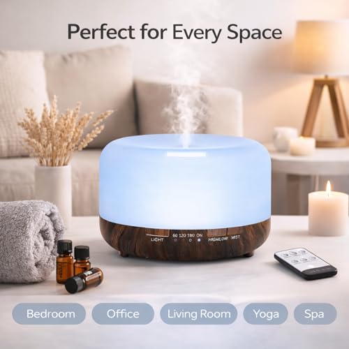Ssanvi 500ml Premium, Essential Oil Diffuser, 5 in 1 Ultrasonic Aromatherapy Fragrant Oil Humidifier Vaporizer, Timer&Auto-Off Safety Switch-Black - Image 4