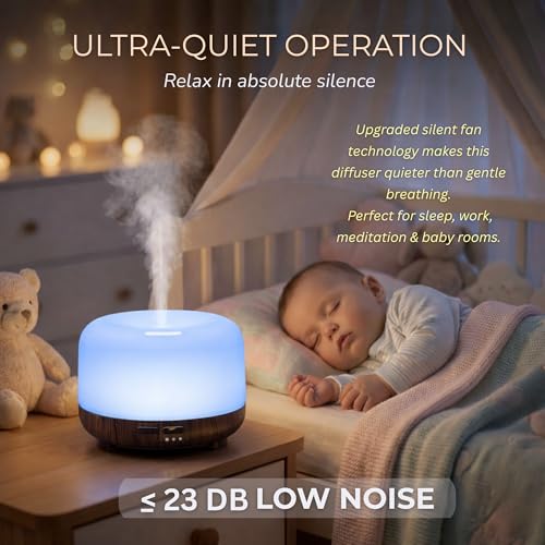 Ssanvi 500ml Premium, Essential Oil Diffuser, 5 in 1 Ultrasonic Aromatherapy Fragrant Oil Humidifier Vaporizer, Timer&Auto-Off Safety Switch-Black - Image 2