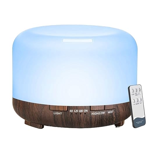 Ssanvi 500ml Premium, Essential Oil Diffuser, 5 in 1 Ultrasonic Aromatherapy Fragrant Oil Humidifier Vaporizer, Timer&Auto-Off Safety Switch-Black - Image 1
