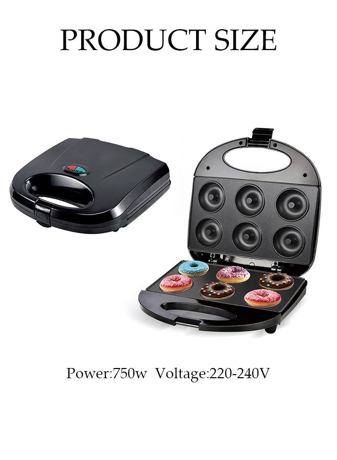 DUNISO صانع الدونات ، آلة الدونات الكهربائية ، آلة صنع الدونات الصغيرة غير اللاصقة ، تسخين مزدوج الجوانب ، تصنع 6 دونات لوجبة إفطار الأطفال ، الوجبات الخفيفة أو الدونات النباتية - Image 3