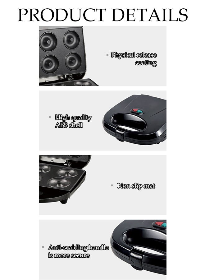 DUNISO صانع الدونات ، آلة الدونات الكهربائية ، آلة صنع الدونات الصغيرة غير اللاصقة ، تسخين مزدوج الجوانب ، تصنع 6 دونات لوجبة إفطار الأطفال ، الوجبات الخفيفة أو الدونات النباتية - Image 4