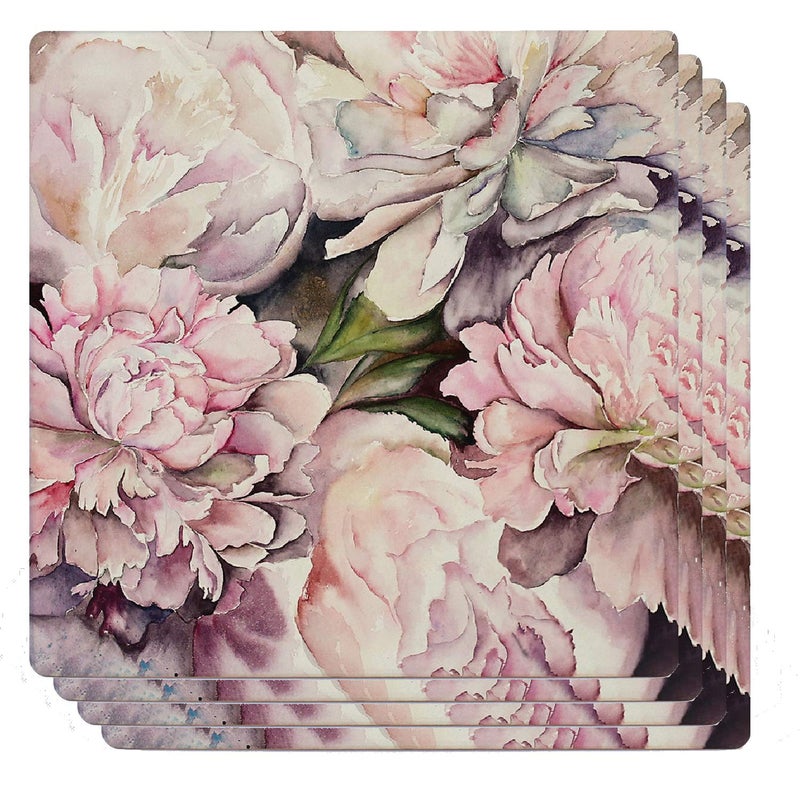 Monarque Ceramic Drink Coasters Set of Four Peonies