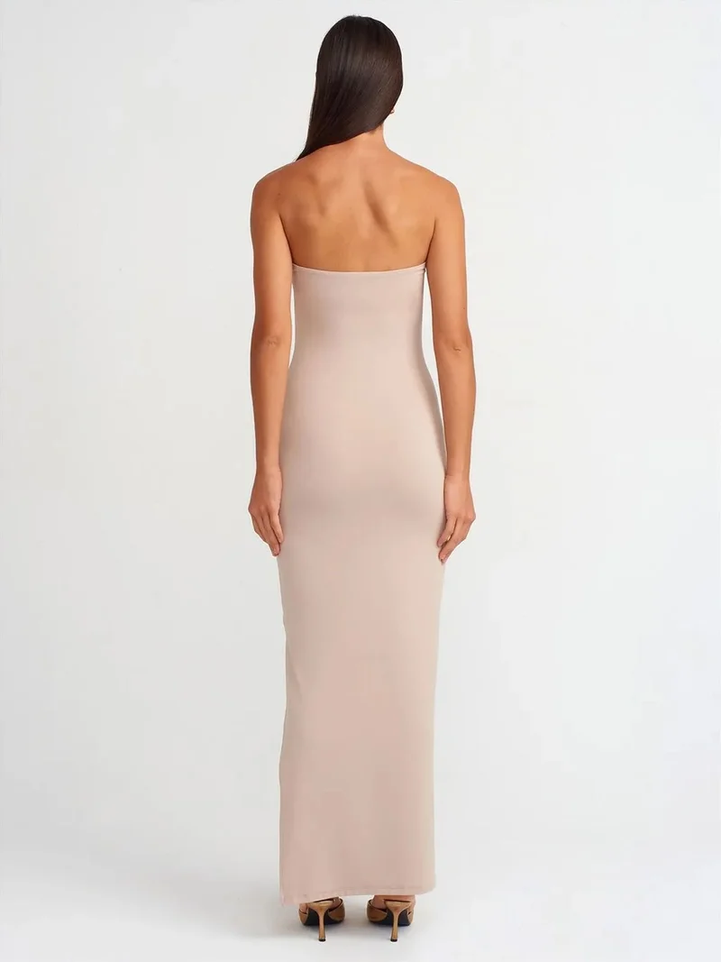 ديلفين Dilvin Strapless Bodycon Maxi Dress With Slit