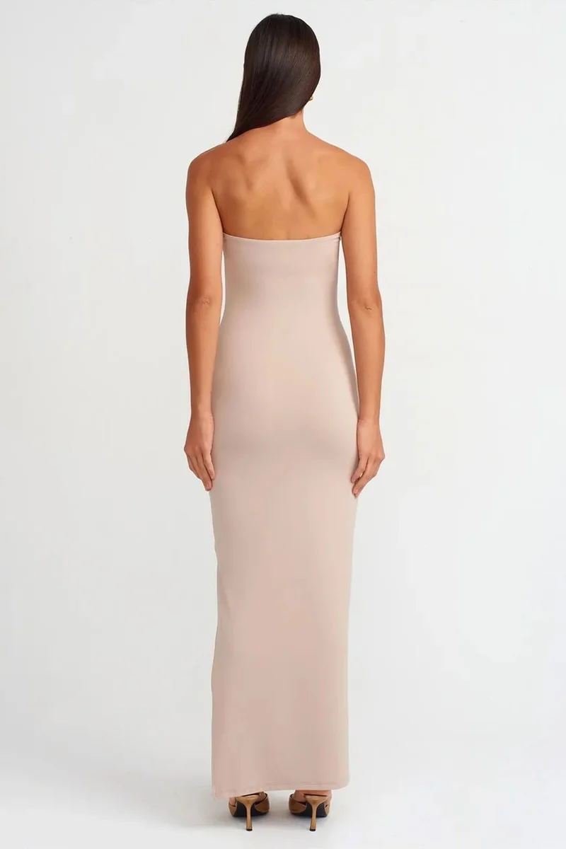 ديلفين DILVIN Strapless Bodycon Maxi Dress With Slit