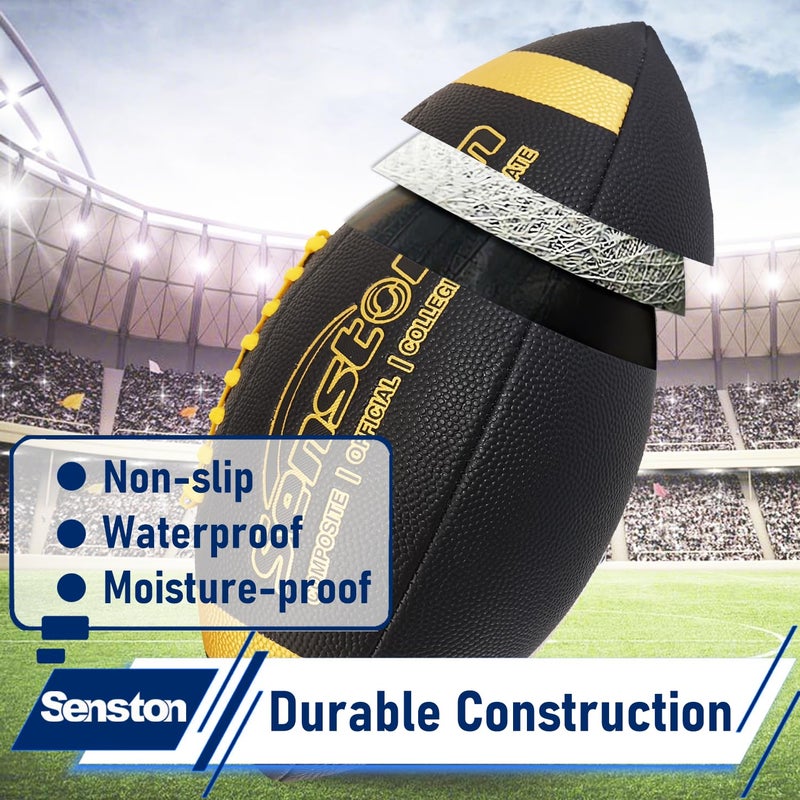 Senston Football Official Size 9/ Premium Composite Leather High School Size Football with Pump - Image 3