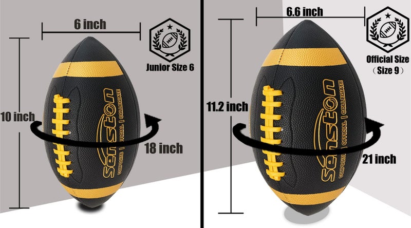 Senston Football Official Size 9/ Premium Composite Leather High School Size Football with Pump - Image 2