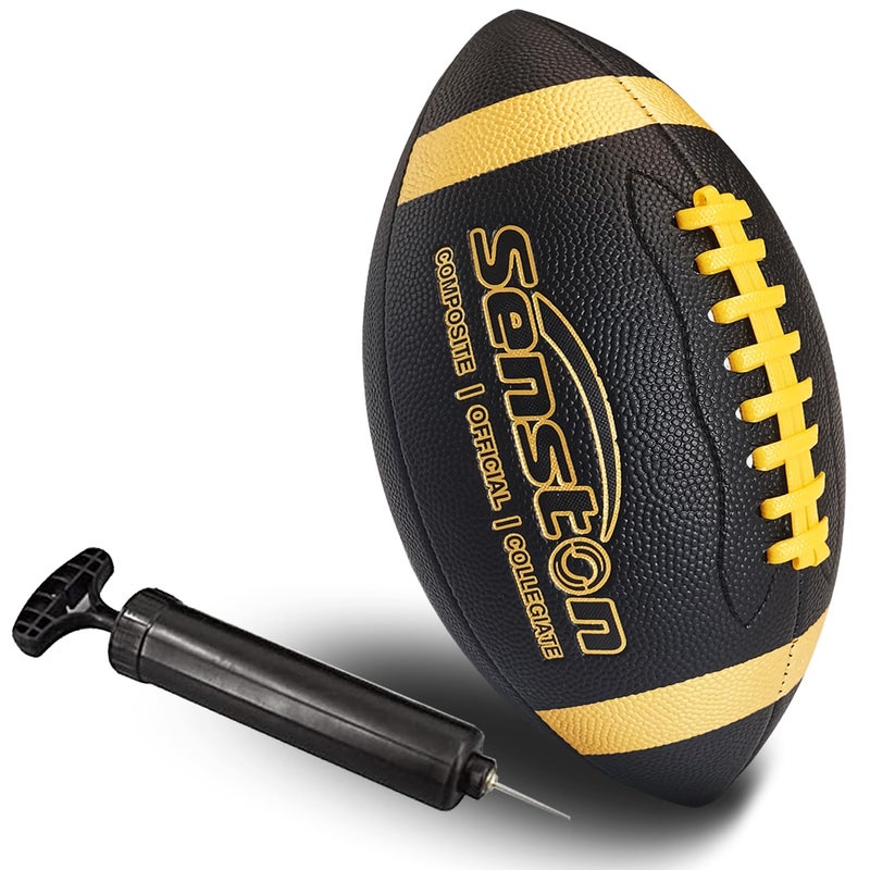 Senston Football Official Size 9/ Premium Composite Leather High School Size Football with Pump - Image 1