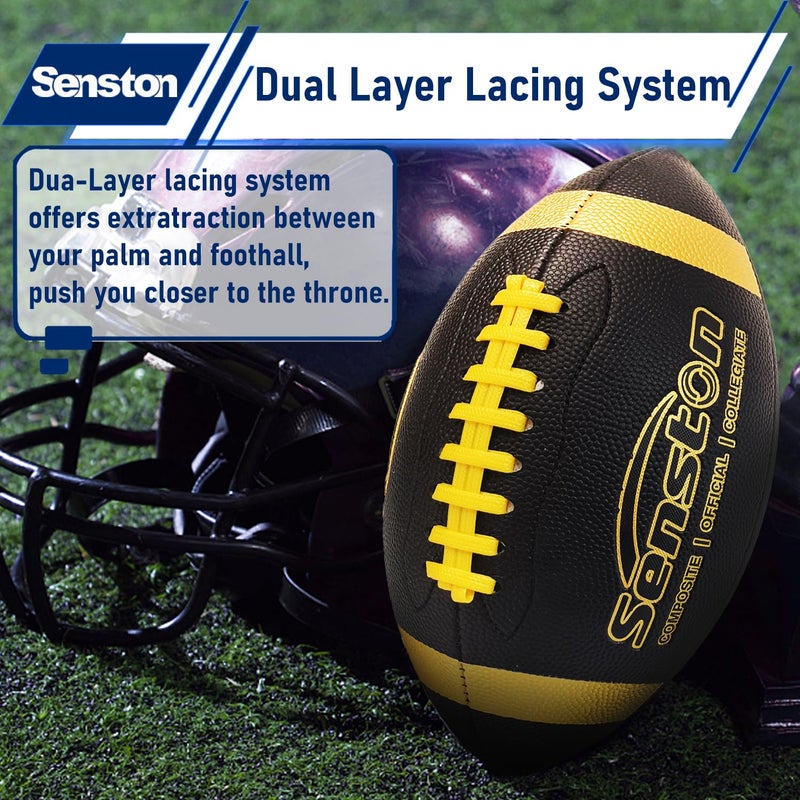 Senston Football Official Size 9/ Premium Composite Leather High School Size Football with Pump - Image 5