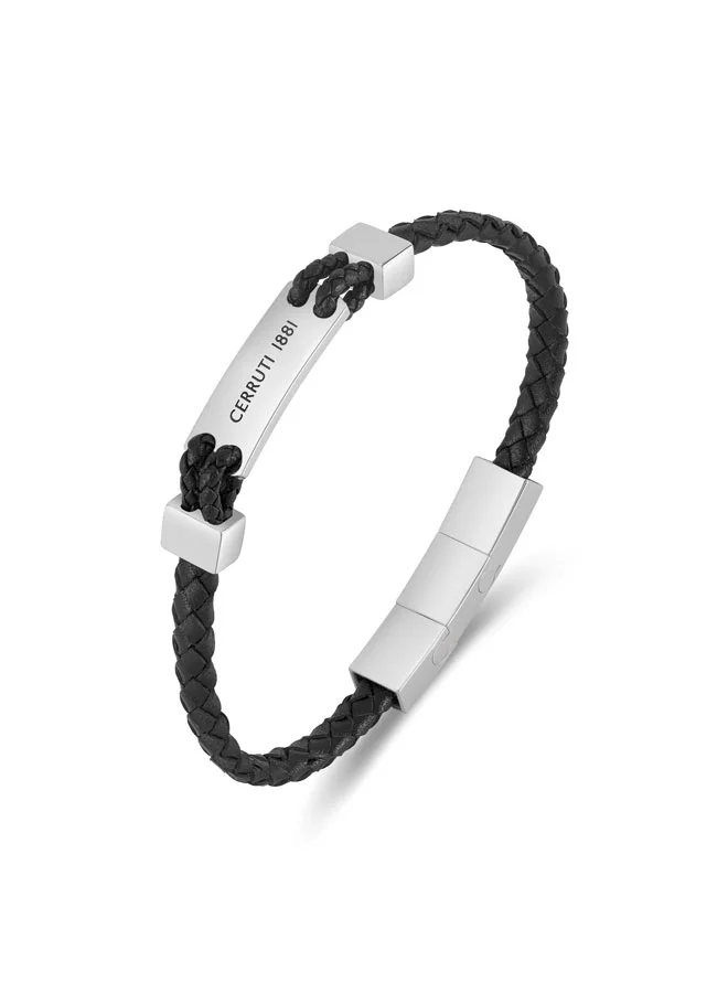 شيروتي 1881 Alessandro Black Braided Leather Bracelet for Men