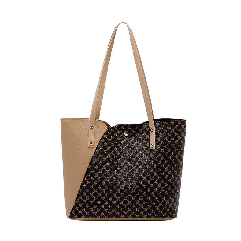 Women'S Bag Tote Bag Color-Blocking Gold Stamping Contrasting Color Handbag Shoulder Bag Shopping Bag Large Capacity Women'S Bag Dropshipping - Image 1