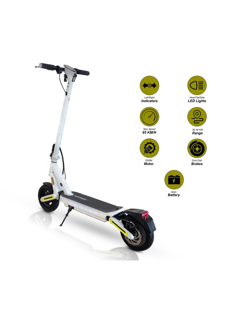 Mytoys MT565 Electric Scooter 1200W High-Speed Electric Scooter for Adults, Up to 65 km/h, 30–35 km Range, 13Ah Battery, Dual Disc Brakes, LED Lights & Turn Indicators, Multiple Speed Modes