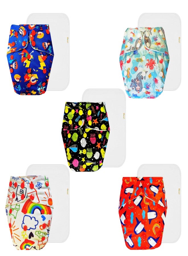 حفاضات دمبلدو القماشية الممتازة مع حشوة قطنية (عبوة من 5) | ملائمة تمامًا | مانعة للتسرب | مناسبة للسفر | تغيير حفاضات بدون قلق | من 3 أشهر إلى 3 سنوات | للجنسين - Image 1