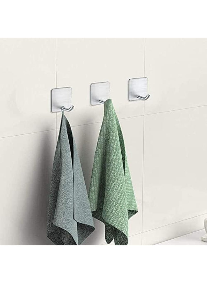 Luckam Adhesive Hooks, Heavy Duty Wall Hooks Waterproof Stainless Steel Strong Hooks for Hanging Coat, Hat, Towel, Robe Hook Rack Wall Mount Bathroom Bedroom Kitchen Home, 4Pcs, Silver - Image 5