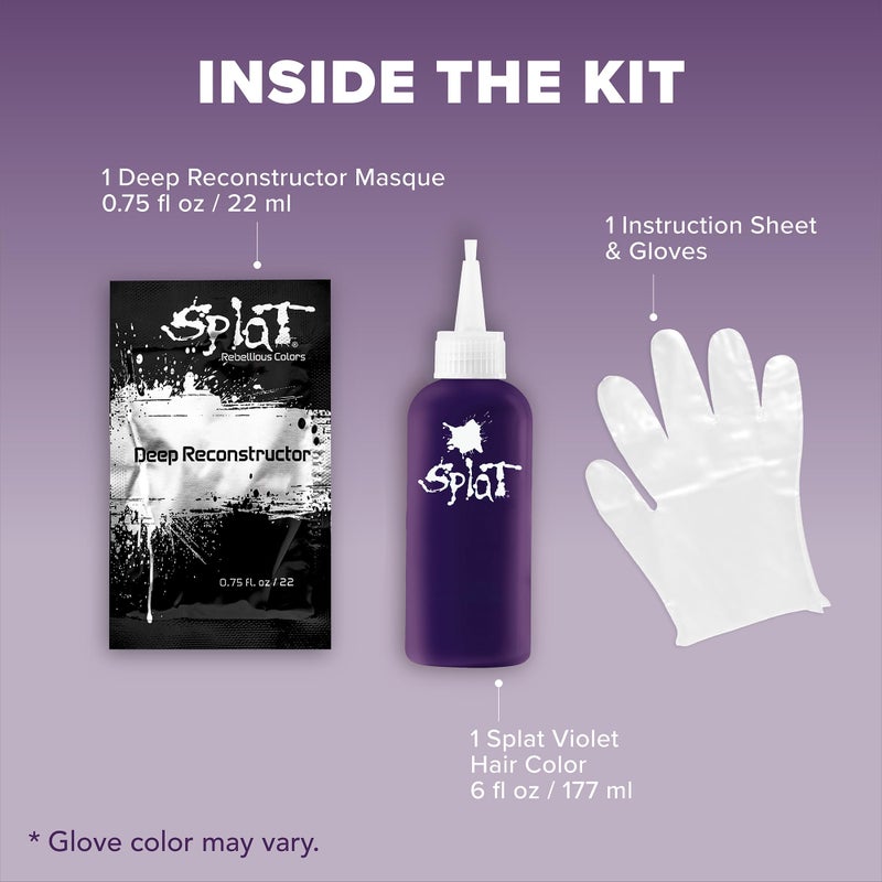 Splat Hair Splat Rebellious Colors 30 Wash No Bleach Needed Hair Color Kit, Midnight Violet, 6 Oz - Image 5