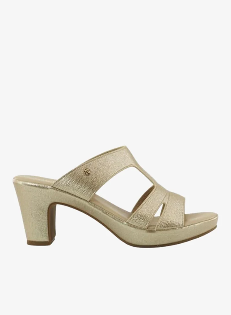 Michelle Morgan Gold 092-3103 Michelle Morgan Ladies Mid Heel Sandals 514ZD099 Gold for Women | Best Price UAE