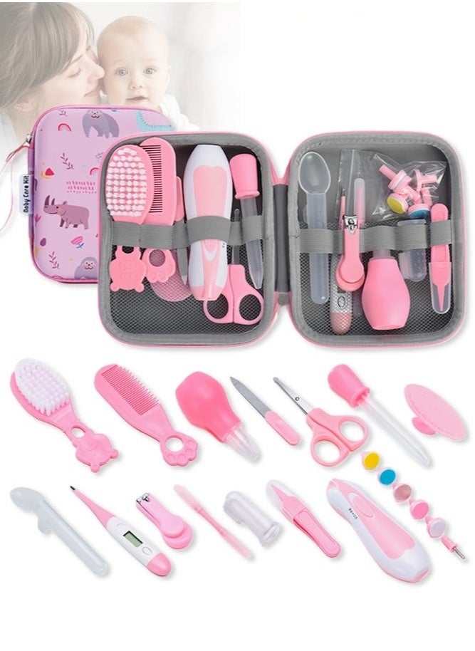 MIXDE New Baby Healthcare and Grooming Kit, 20 in 1 Baby Electric Nail Trimmer Set Newborn Nursery Health Care Set for Newborn Infant Toddlers Baby Boys Girls Kids 0-3 Years (Pink)  - Image 1