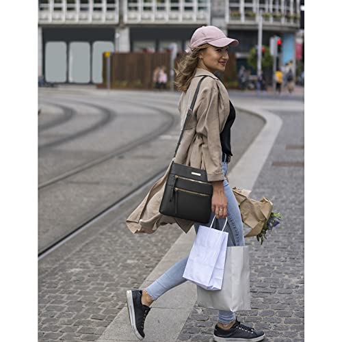 BOSTANTEN Crossbody Bags for Women Trendy Vegan Leather Purse Designer Shoulder Handbags with Adjustable Strap Zipper Pocket Black - Image 2
