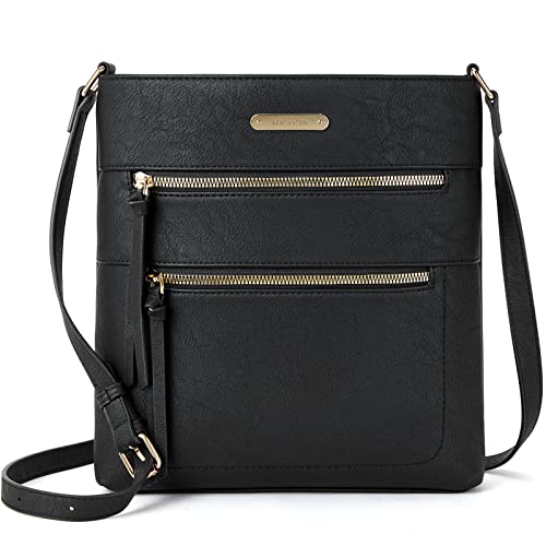 BOSTANTEN Crossbody Bags for Women Trendy Vegan Leather Purse Designer Shoulder Handbags with Adjustable Strap Zipper Pocket Black - Image 1