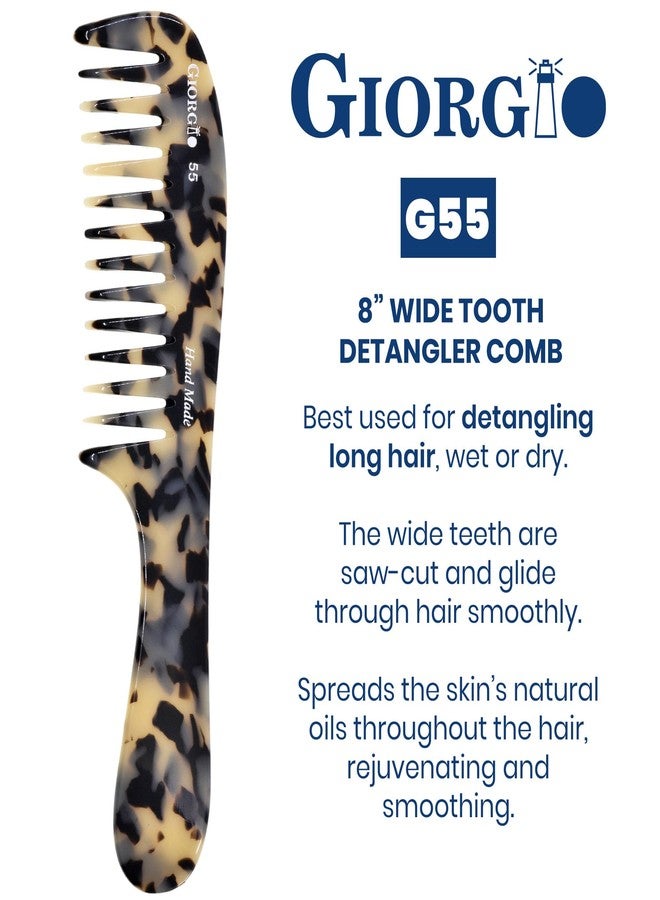 Giorgio G55 Wide Tooth Detangler Hair Comb for Wet and Dry Hair, Combs for Women and Men with Thin to Medium Hair, Large Tooth Rake Comb, Saw-Cut and Hand Polished - Image 2
