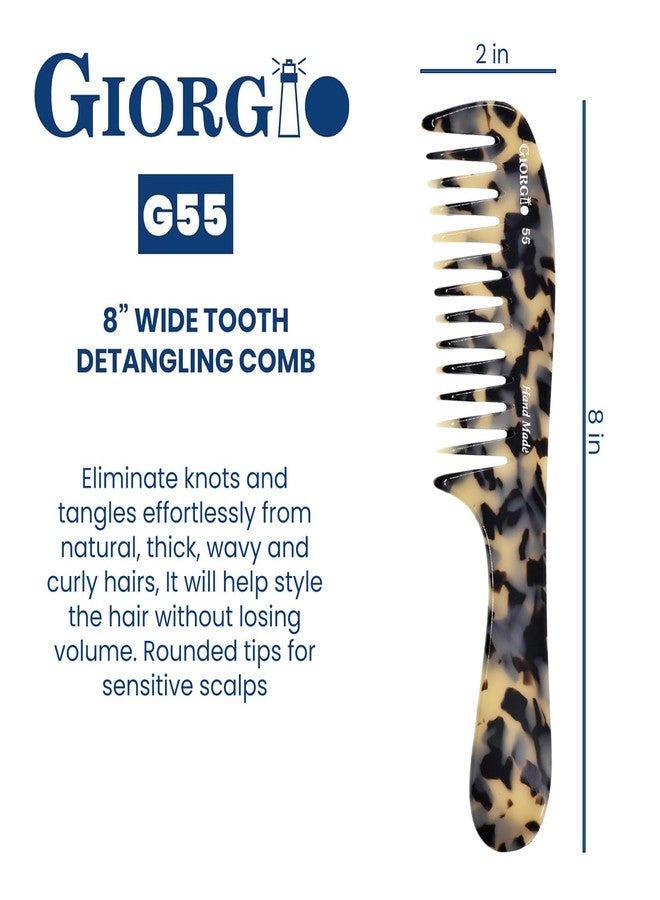 Giorgio G55 Wide Tooth Detangler Hair Comb for Wet and Dry Hair, Combs for Women and Men with Thin to Medium Hair, Large Tooth Rake Comb, Saw-Cut and Hand Polished - Image 3