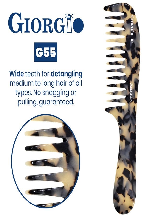 Giorgio G55 Wide Tooth Detangler Hair Comb for Wet and Dry Hair, Combs for Women and Men with Thin to Medium Hair, Large Tooth Rake Comb, Saw-Cut and Hand Polished - Image 4