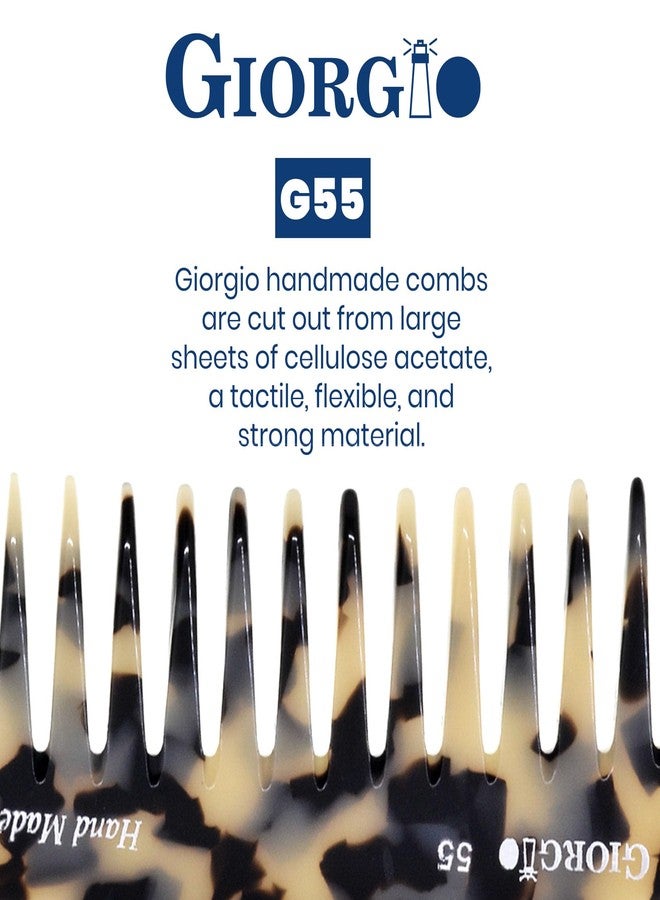 Giorgio G55 Wide Tooth Detangler Hair Comb for Wet and Dry Hair, Combs for Women and Men with Thin to Medium Hair, Large Tooth Rake Comb, Saw-Cut and Hand Polished - Image 5