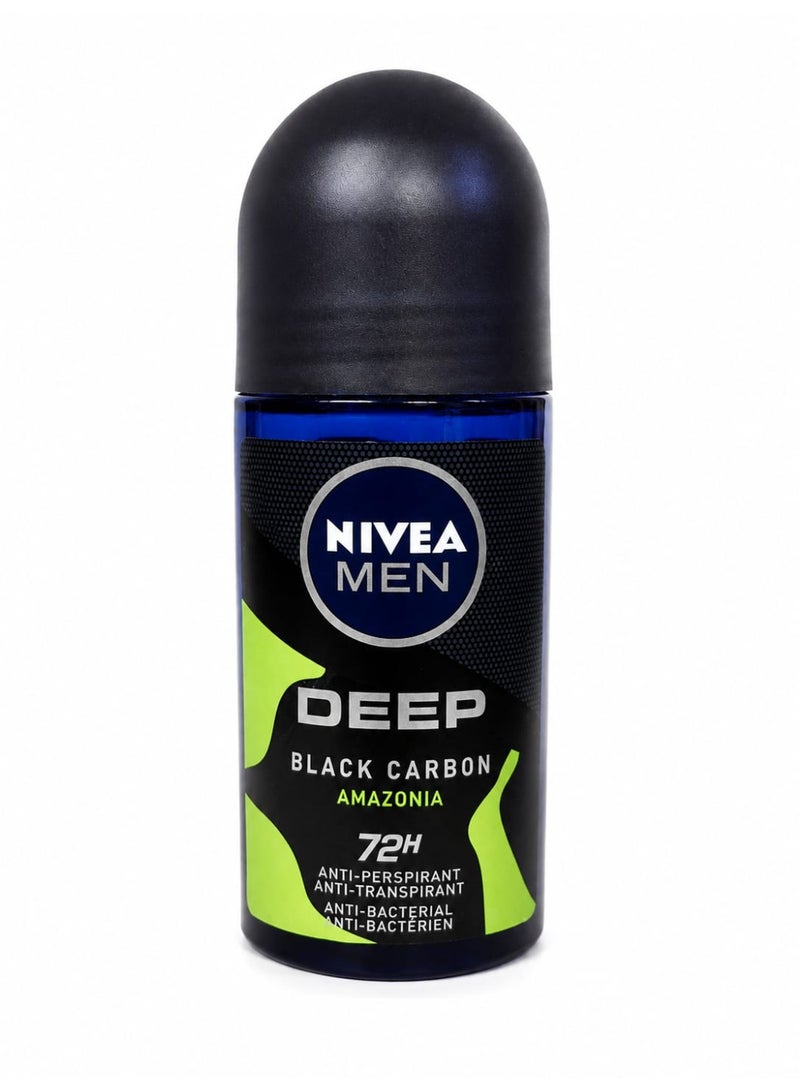 NIVEA MEN DEEP Black Carbon Amazonia Anti-Perspirant Deodorant Roll-On, 50ml - Image 1