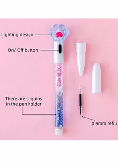 Y&D Ballpoint Pen, Led Cat 6 Pcs Paw Kawaii Pens, and 10 Refills, Cool Fun Glowing Pens 0.5mm Black Ink Needle Gel Cute School Supplies for Teen Girls  - Image 5