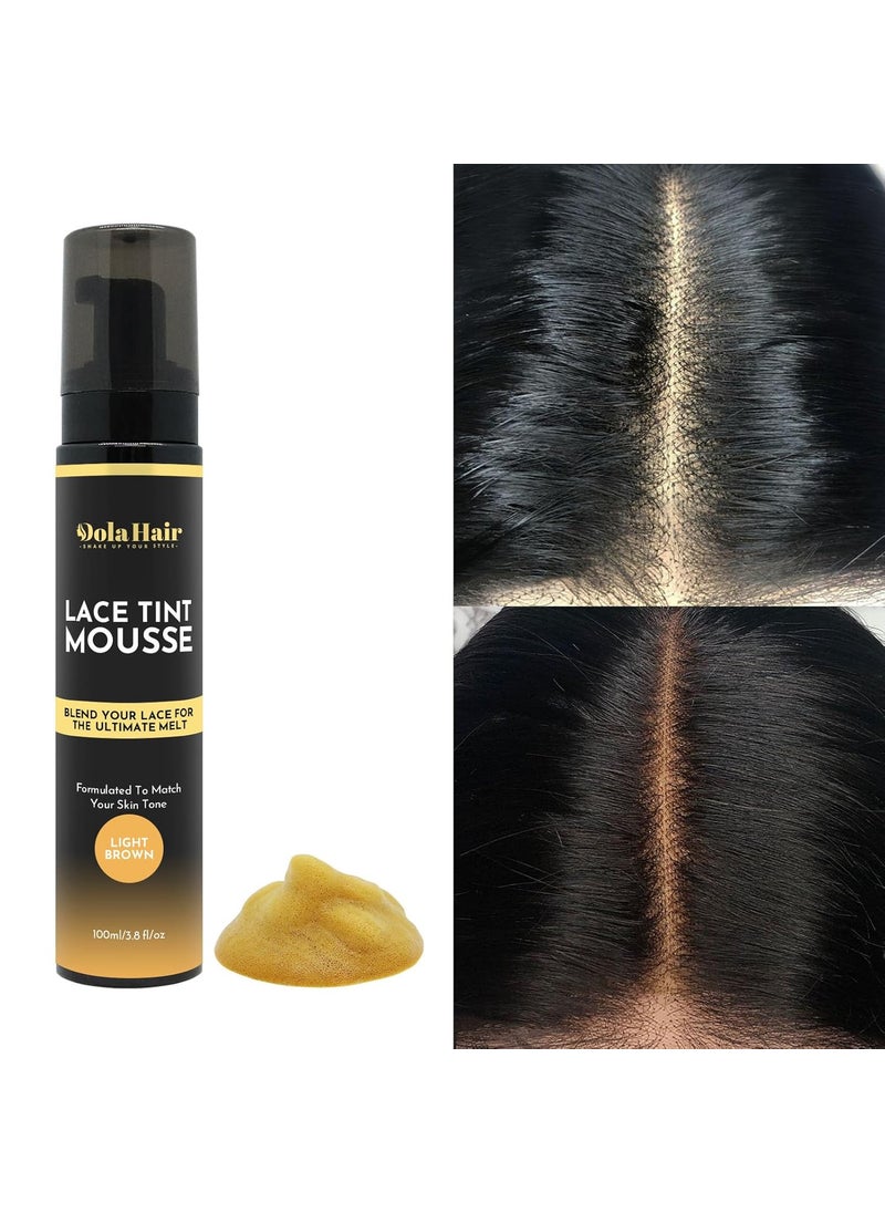 Dolahair Dolahair Lace Tint Mousse and Spray for Wigs  Melt Medium Brown and Light Brown Foam for Lace Frontal Wigs 
