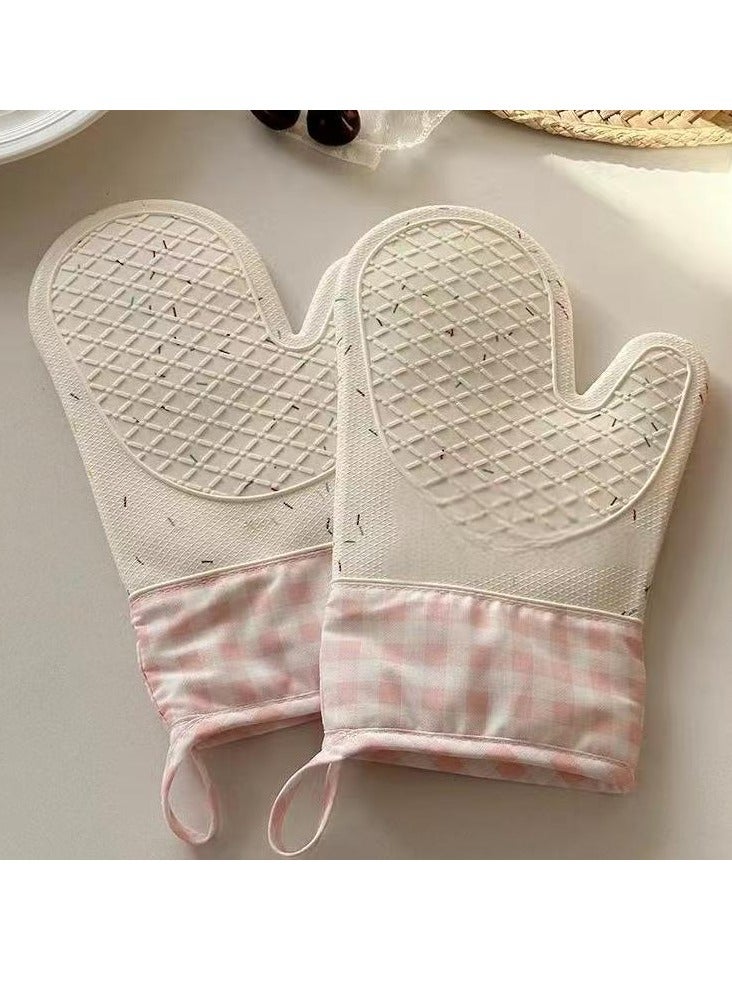 Silicone Oven Mitts, Heat Resistant 2PCS Oven Mitts with Soft Cotton Lining, Waterproof Non-Slip Grip Oven Glove, Kitchen Potholder Mits for BBQ, Baking, Cooking  - Image 1