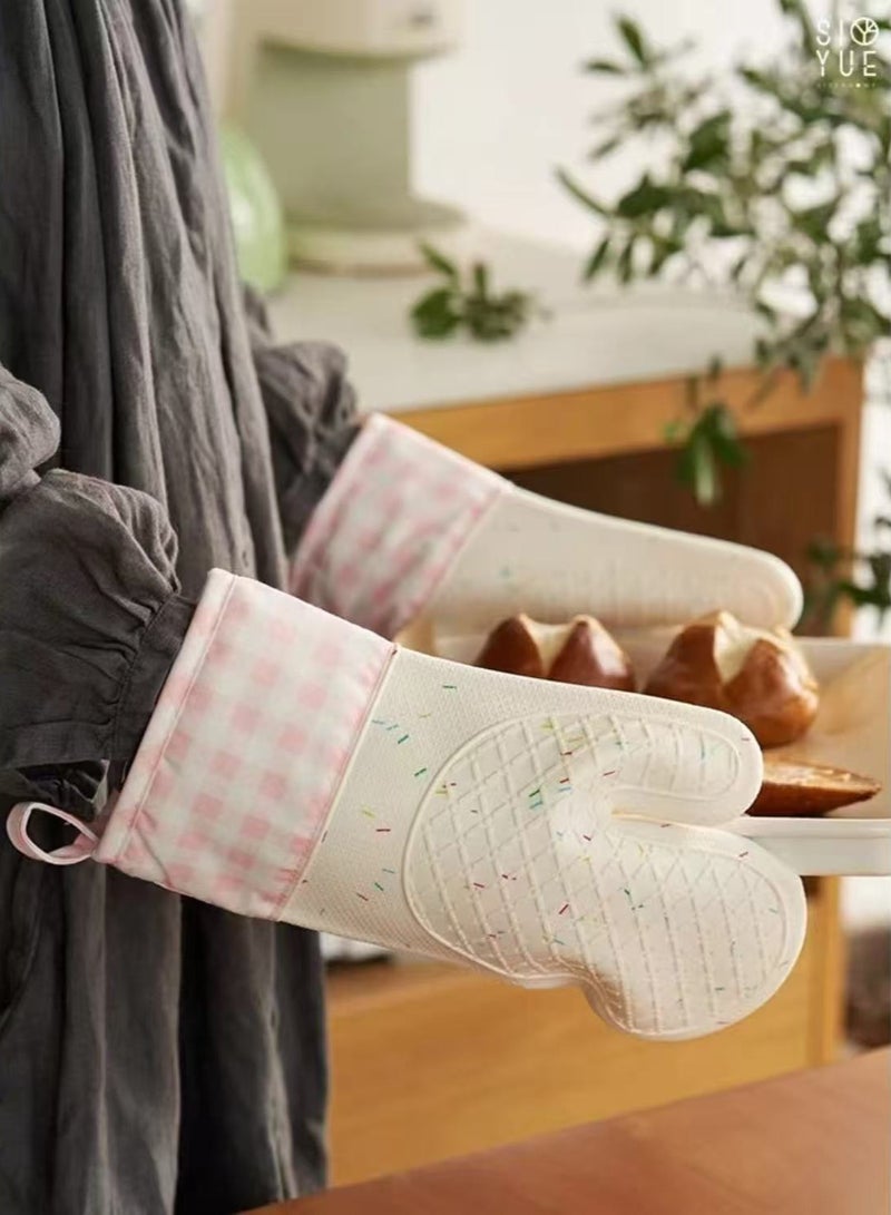Silicone Oven Mitts, Heat Resistant 2PCS Oven Mitts with Soft Cotton Lining, Waterproof Non-Slip Grip Oven Glove, Kitchen Potholder Mits for BBQ, Baking, Cooking  - Image 5