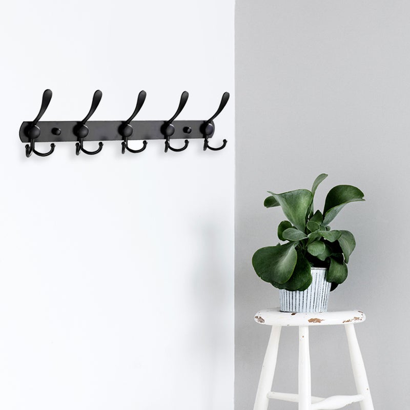 Coat Rack Wall Mounted 5 Tri Hooks Heavy-duty Non-slip Coat Hook Home Wall Hanger - Image 2