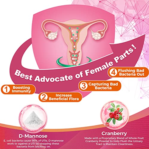 ZEBORA Probiotics-for-Women 100-Billion-CFUs with Prebiotics, D-Mannose & Cranberry for Digestive, Immune, Feminine UT Health Support, Ultimate Probiotic Women's Care, Soy & Gluten Free, 45 Packets - Image 4
