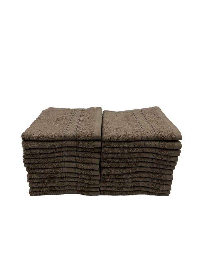 BYFT Daffodil (Dark Beige) Premium Face Towel (30x30 Cm-Set of 24) 100% Cotton, Highly Absorbent and Quick dry, Hotel and Spa Quality Bath linen with Stripe Diamond Dobby-500 Gsm  - Image 2