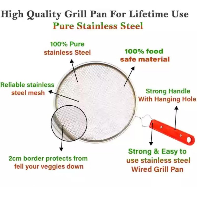 TASMAX Phulka Grill for Gas Stove Grill Tawa Jali for Kitchen Cooking Stainless Steel Papad Jali Mesh Brinjal Roaster Roti Grill Basket Pulka Pan Roaster Grill for Gas - Image 4