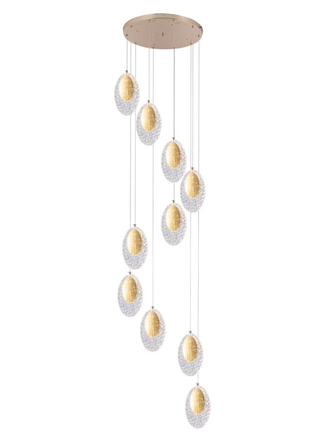 Best Power Modern LED Staircase Chandelier 6167-10 – 10-Lamp Hanging Light with 3 Lighting Levels – 50W Energy-Efficient Ceiling Light with 260cm Adjustable Length for Staircases, High Ceilings, and Modern Interiors  - Image 3