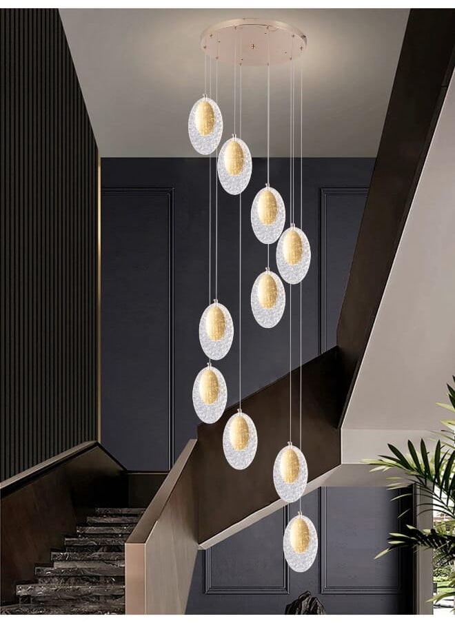 Best Power Modern LED Staircase Chandelier 6167-10 – 10-Lamp Hanging Light with 3 Lighting Levels – 50W Energy-Efficient Ceiling Light with 260cm Adjustable Length for Staircases, High Ceilings, and Modern Interiors  - Image 1