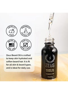 Zeus Natural Beard Oil, Premium Conditioning Beard Oil to Soften Beard & Mustache – MADE IN USA (Verbena Lime) 1 oz.  - Image 4