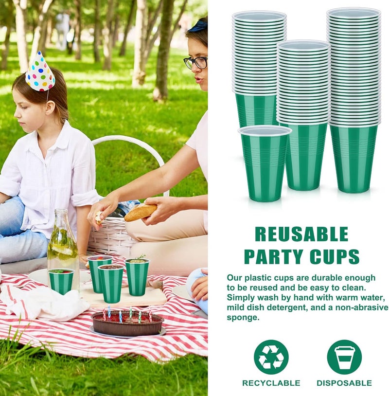 Zopeal 200 Pack 16 oz Plastic Cups Bulk Disposable Green Heavy Duty Drink Beverage Cup for Birthday Wedding party Picnics Camping Indoor Outdoor SuppliesGreen - Image 4