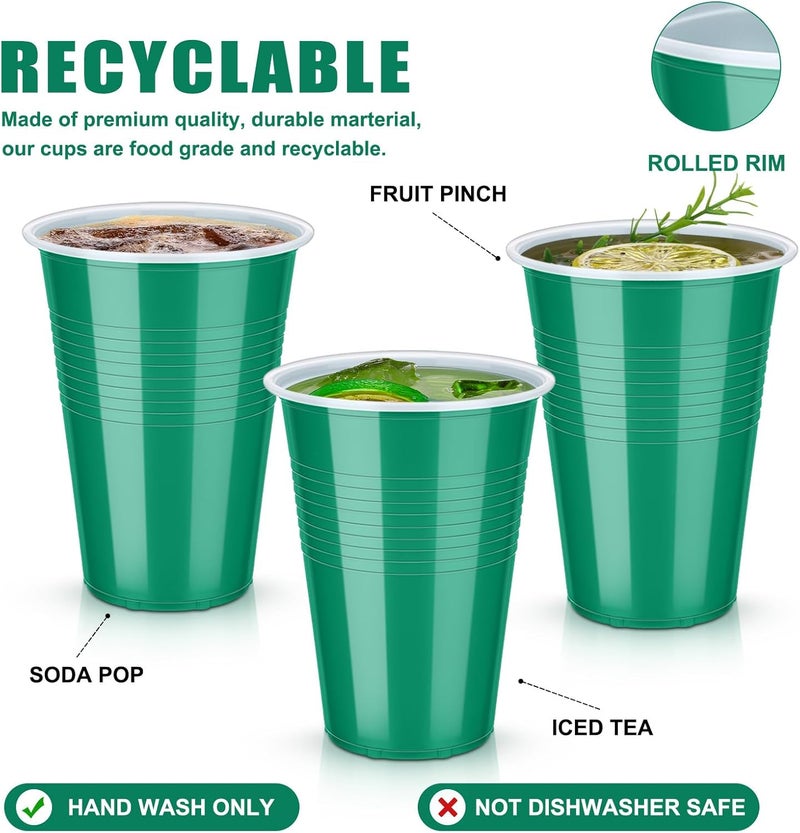 Zopeal 200 Pack 16 oz Plastic Cups Bulk Disposable Green Heavy Duty Drink Beverage Cup for Birthday Wedding party Picnics Camping Indoor Outdoor SuppliesGreen - Image 3