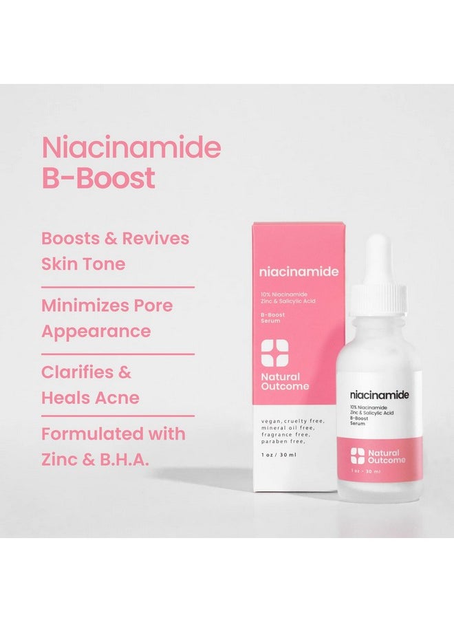 ناتشورال أوتكم Um For Face By Natural Outcome Skin Care، B-Boost Niacinamide 10% Plus Zinc 2% Salicylic Acid + Hyaluronic Acid، علاج حب الشباب + مصل تقليص المسام + تونر للبشرة  - Image 1