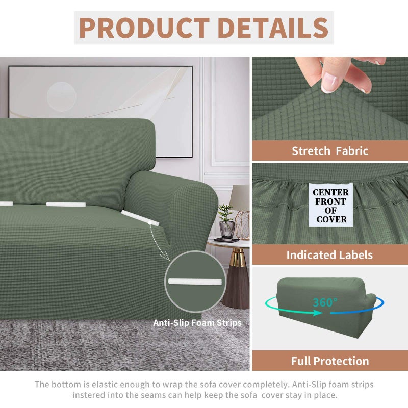 Easy-Going 100% Waterproof Couch Cover, Dual Waterproof Sofa Cover, Stretch Jacquard Sofa Slipcover, Leakproof Furniture Protector for Kids, Pets, Dog and Cat (Sofa, Grayish Green) - Image 4