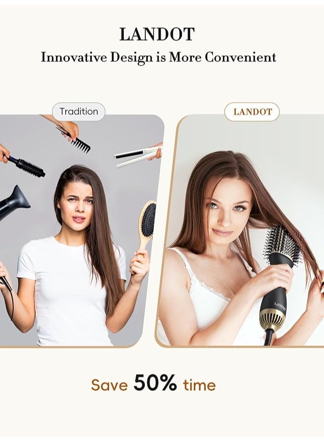 LANDOT One-Step Hair Dryer Brush Blow Dry Brush: 4 in 1 Hairdryer and Volumizer Hot Air Styler for Drying Straightening Curling & Volumizing - Anti-Frizz & Volume Boost for Smooth Bouncy Hair - Image 5