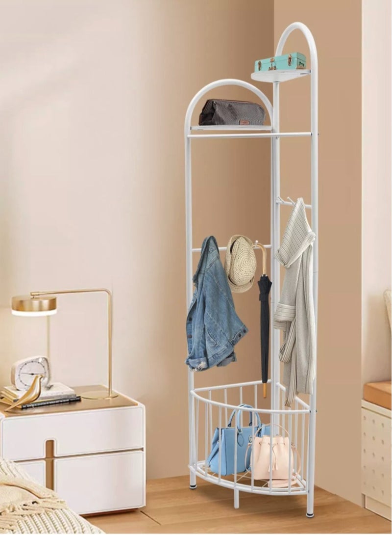شي ون علاقة ملابس ركنية متعددة الاستخدامات مع رفوف تخزين - لون أبيض - Image 1