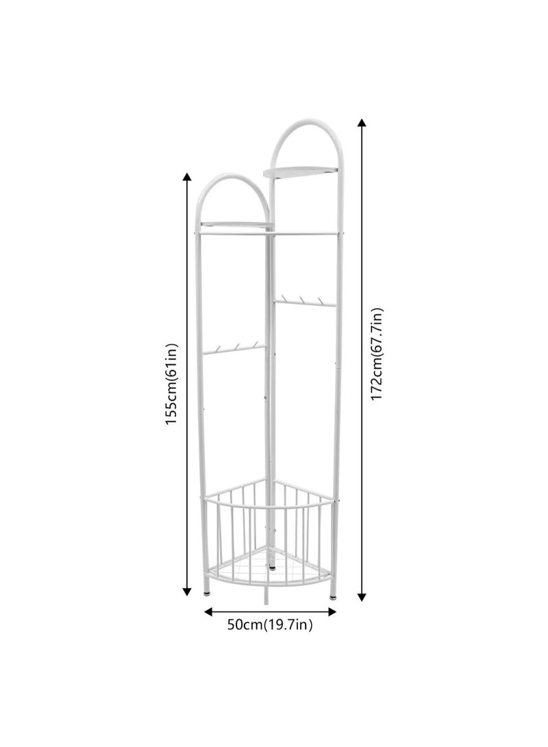 شي ون علاقة ملابس ركنية متعددة الاستخدامات مع رفوف تخزين - لون أبيض - Image 4