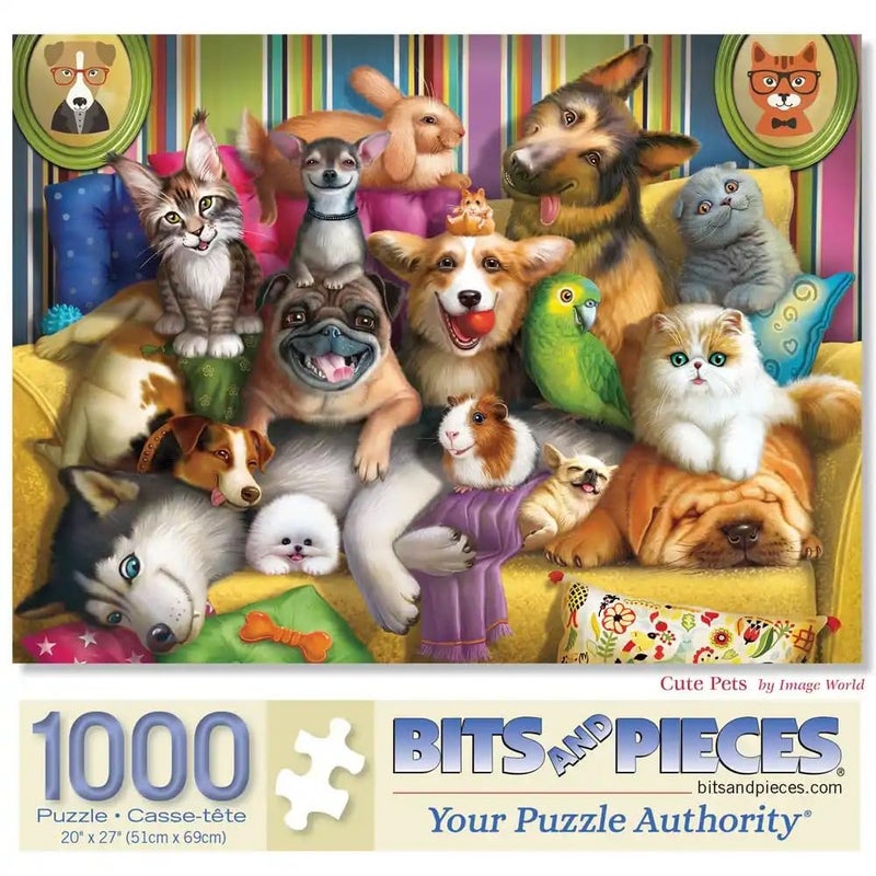 Bits and Pieces Cute Pets Jigsaw Puzzle for Adults Colorful Dogs and Cats Animal Collage by Image World Fun Family Activity Unique RandomCut Pieces 1000 Piece Puzzle 20 x 27 - Image 3